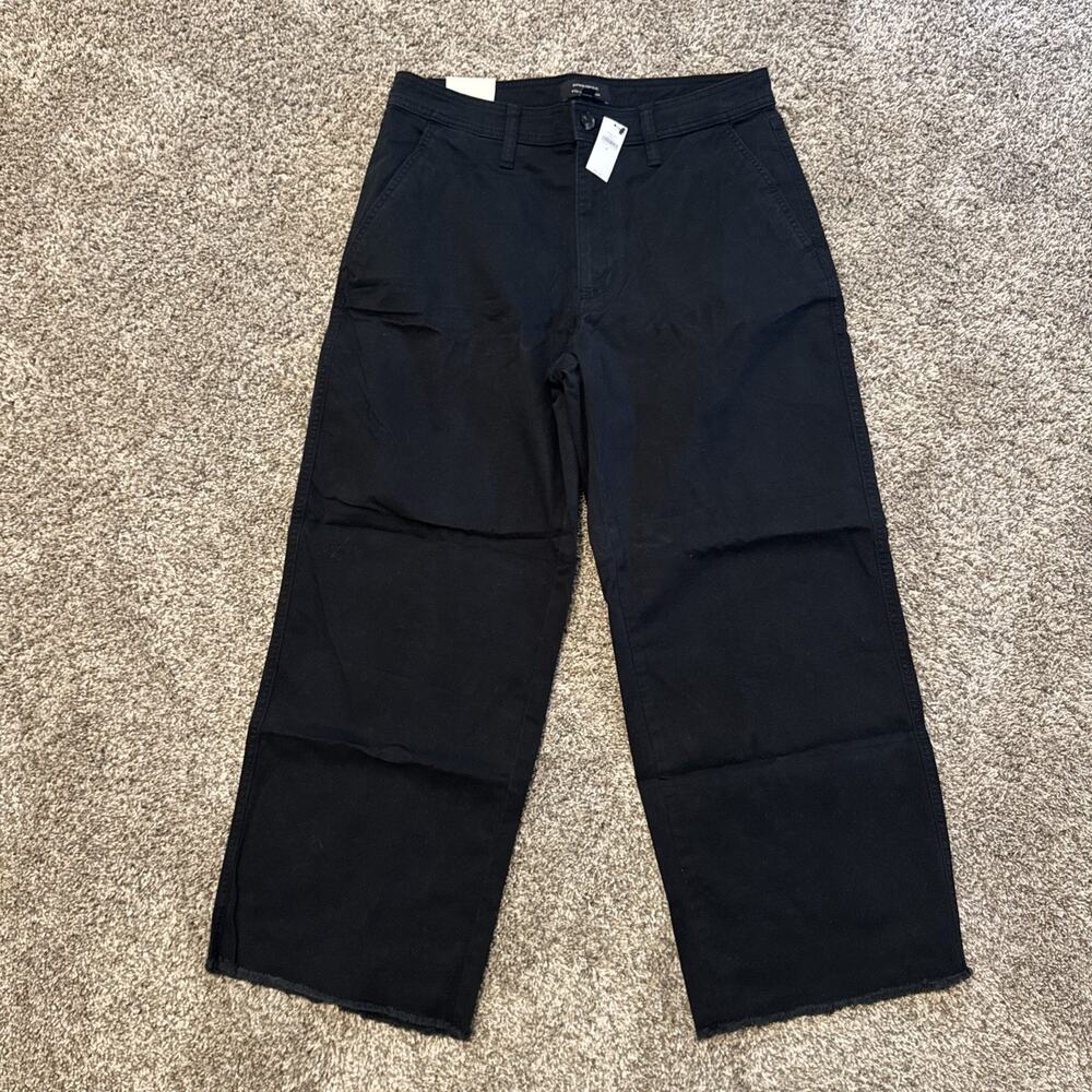 NWT Banana Republic Wide Leg High Rise Chino Cropped Size 8 Black